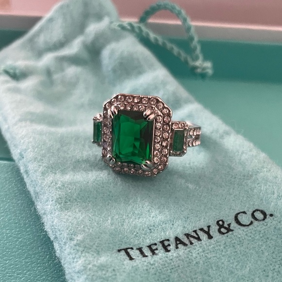 $1200 Emerald Cut Silver Ring 8